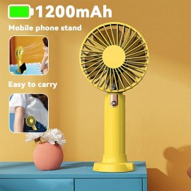 Handheld Fan Electronic Rechargeable Portable Summer Travel Cooler 3 Speeds Cordless Mute Desktop Cooling Fan Phone Holder
