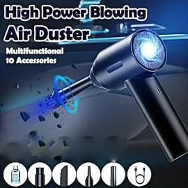 3 In 1 Compressed Air Duster 60000RPM Cordless Dust Blower 6000mAh Rechargeable 15000PA Vacuum Cleaner Electric Air Pump Portable For Computer Keyboard Sofa Home Car
