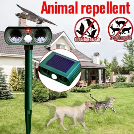 2pcs Outdoor Solar Ultrasonic Pest Repeller Animal Bird Cat Dog Repellent Lamp Outdoor Patio Garden Pest Deterrent
